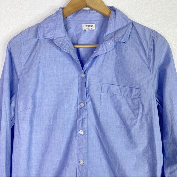 J. Crew Factory Blue Signature Fit Button Up Shirt Blouse - Picture 3 of 7